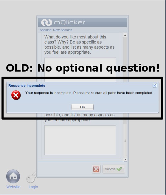Old Respondent UI without optional questions