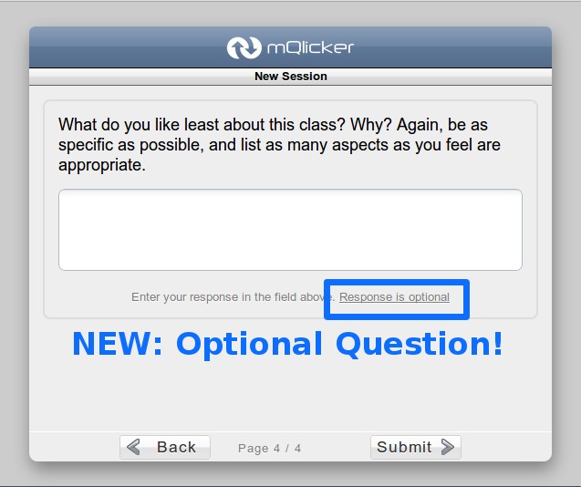 New Respondent UI with an optional question